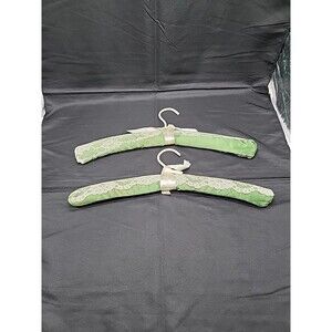 Vintage Green Satin/Lace Hangers Set Of 2